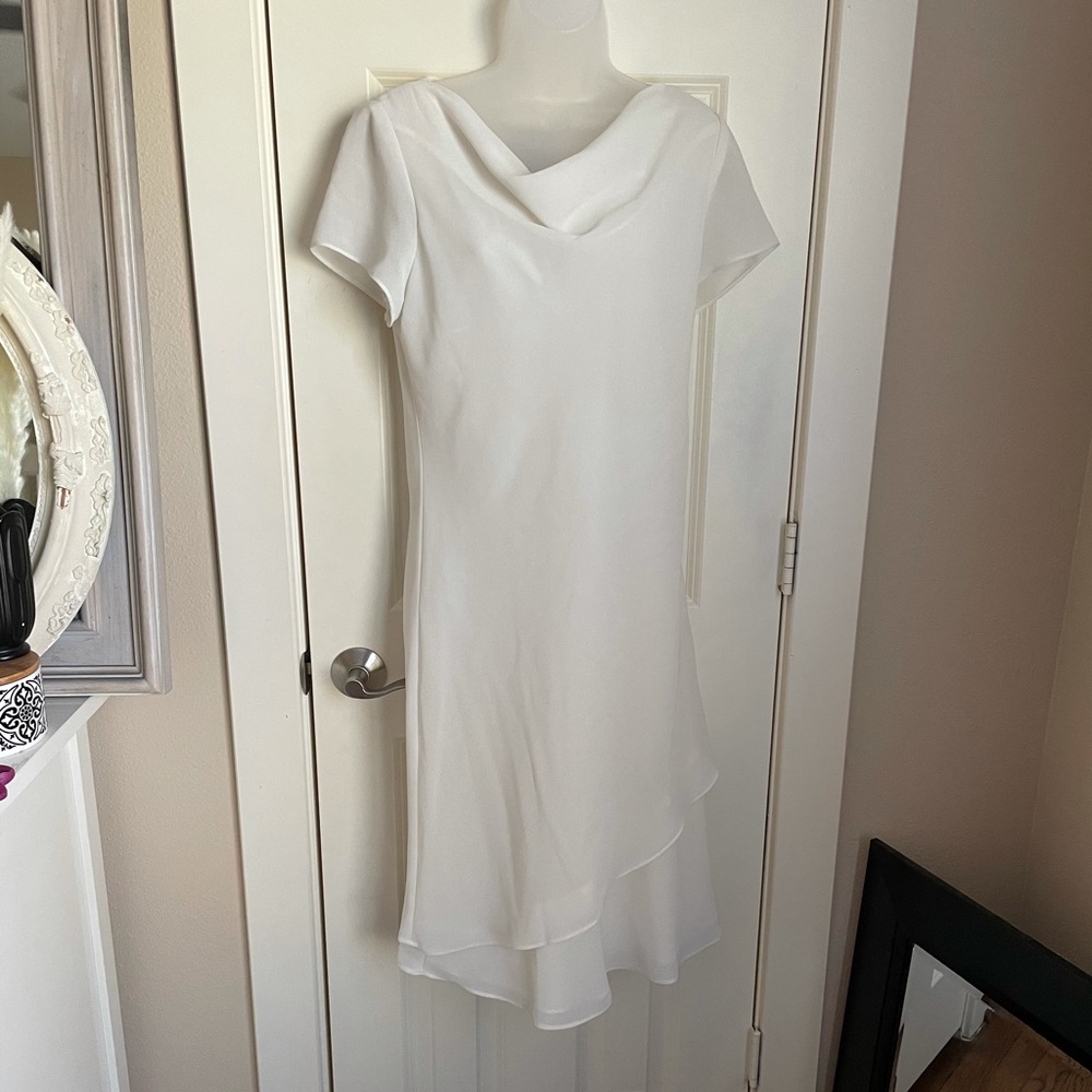White Cowl Neck Dress - 12